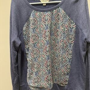Lucky Brand Blue Patterned Women's Top